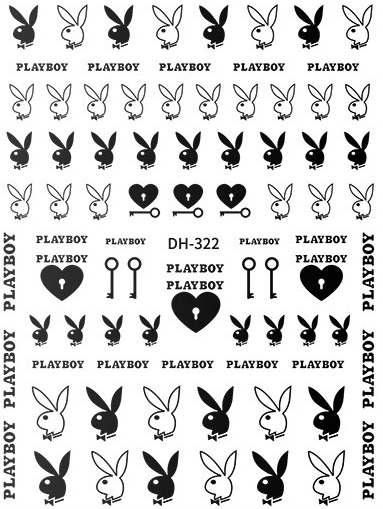 1 pc Black Playboy Nail Stickers