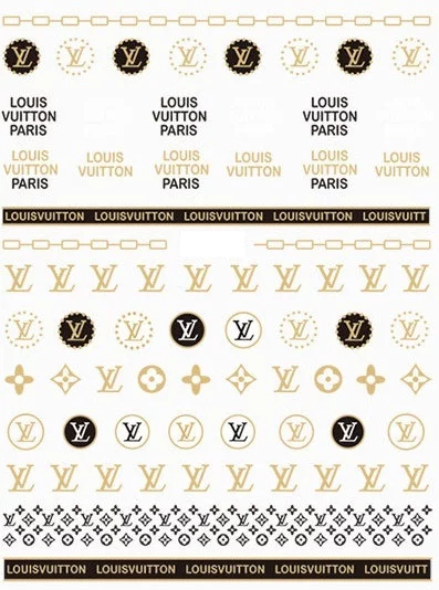 6 Sheets Golden LV Nail Stickers 2