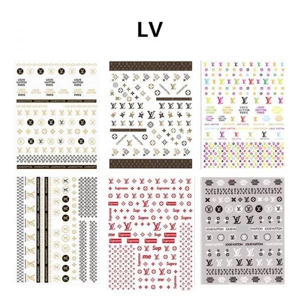 6 Sheets Christmas LV Nail Stickers