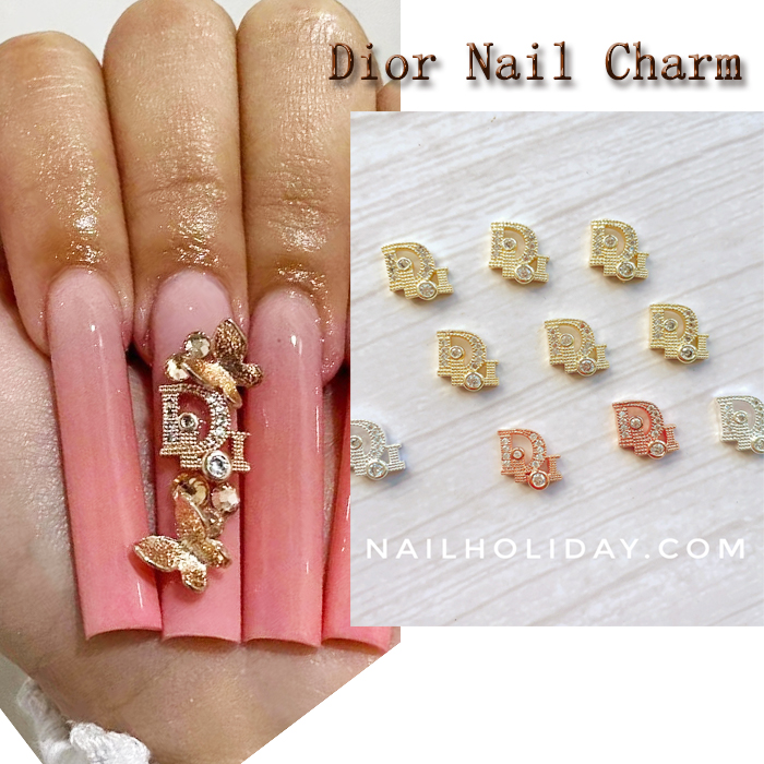 10PCS Bling Dior Nail Charms Multicolor