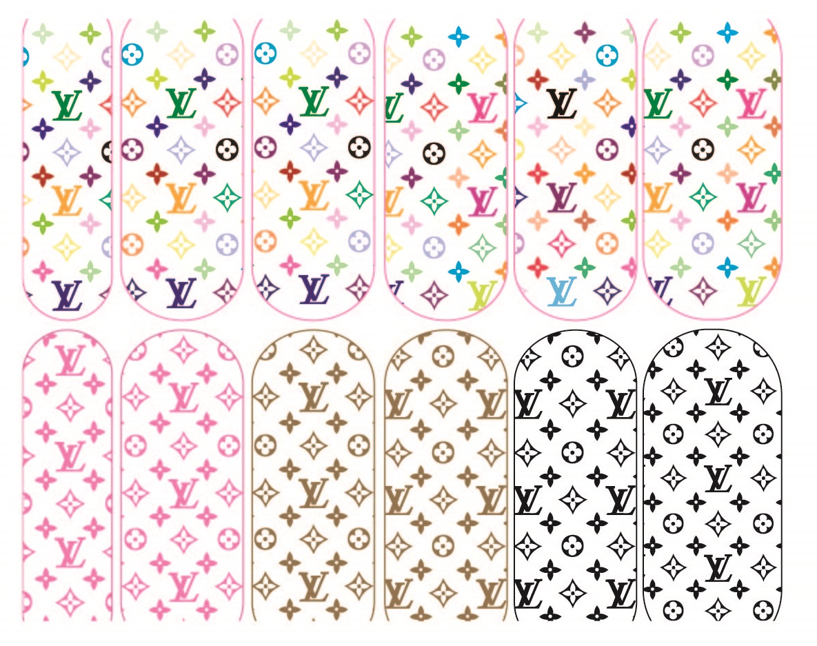 LV colorful stickers decals 1 sheet – JELLY NAILS 1