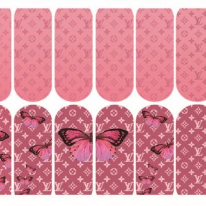 6 Sheets Pink LV Nail Decals