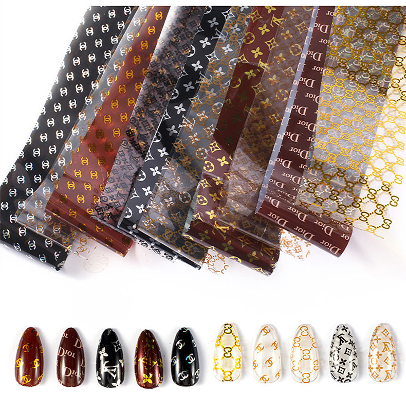 10 Styles Designer Nail Foils