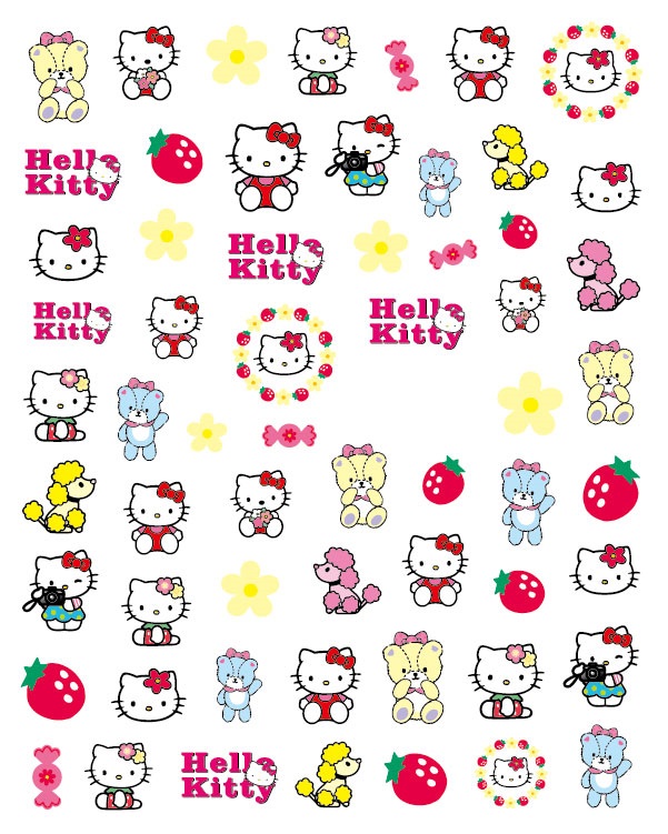 Kawaii Hello Kitty Nail Stickers Decals 2 Sheets Cartoon Characters Cat【A】
