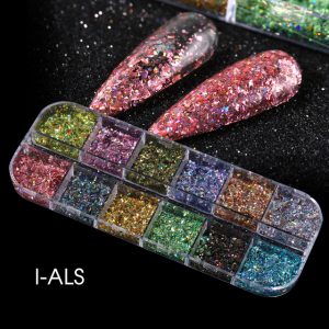 Nail Art Glitter Sequins Nail Art Supplies 12 Grids Holographic Laser  Silver Nail Decals 3D Butterfly Mickey Mouse Letter Heart Nail Art Stickers  for Acrylic Nails Decorations Accessories Manicure 