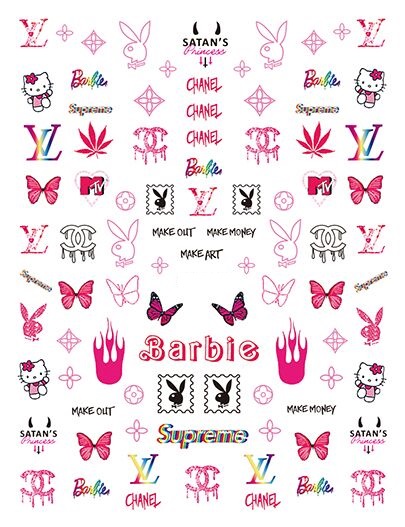 6 Sheets LV Barbie Nail Stickers