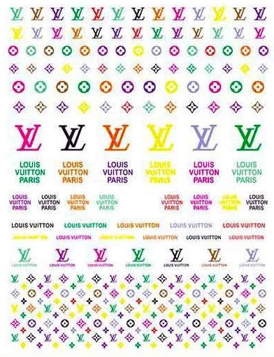colorful LV nail stickers