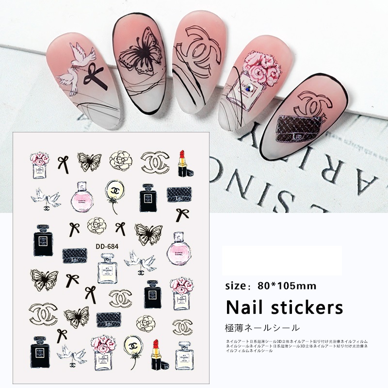 6 Sheets Perfume Chanel Nail Stickers