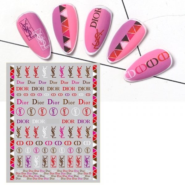 6 Sheets Dior Pink Nail Decals