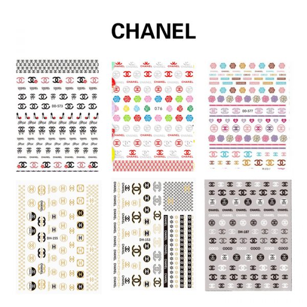 GetUSCart- Ultimate Luxury Logo Designer Brands Inspired Nail Stickers 6  Sheets Self-Adhesive Popular Nail Art Decals Foils for Nail DIY Manicure,  Gold, Black, White, Multicolor (+600pcs)