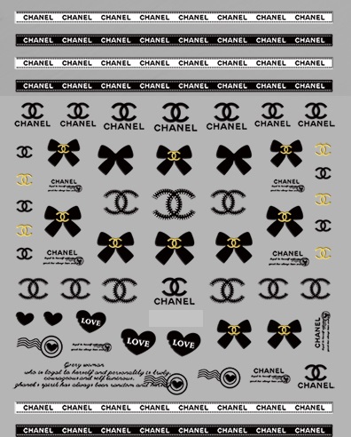 6 Sheets Bow Chanel Nail Stickers