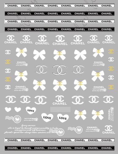 6 Sheets White Chanel Nail Stickers