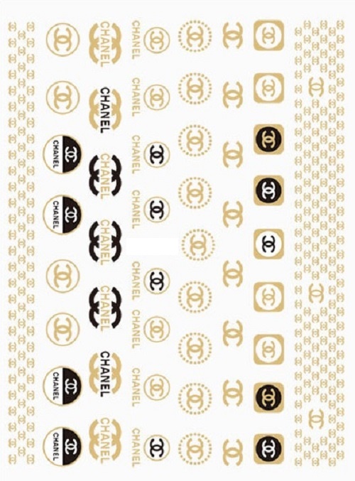 6 Sheets Gold Chanel Nail Stickers