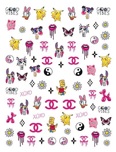 6 Sheets Kawaii Chanel Nail Stickers