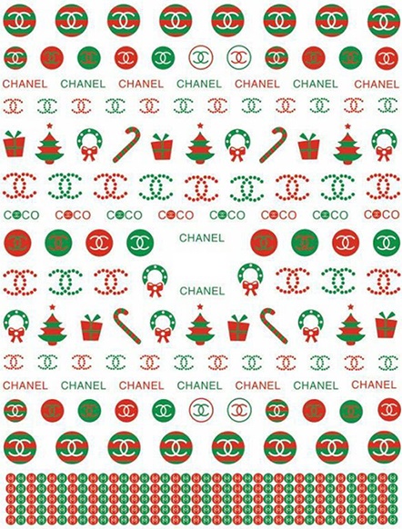 6 Sheets Christmas Chanel Nail Stickers