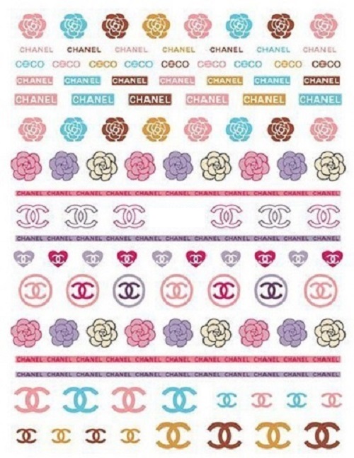 6 Sheets Floral Chanel Nail Stickers