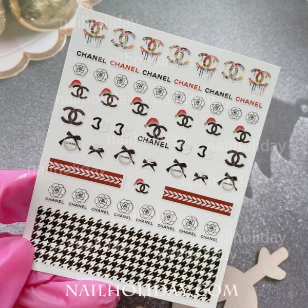 6 Sheets Christmas Chanel Nail Stickers