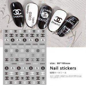 black chanel nail stickers