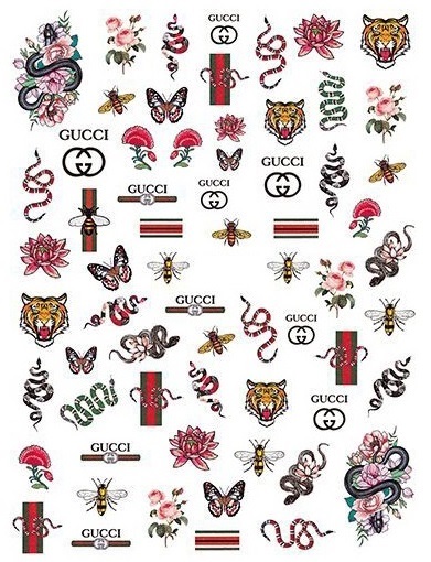 6 Sheets GUCCI Snake Nail Stickers