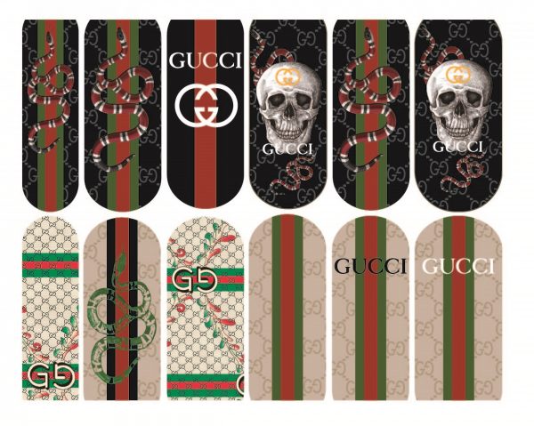 Gucci Prada Designer Logo Nail Stickers • Black And White GG Gucci