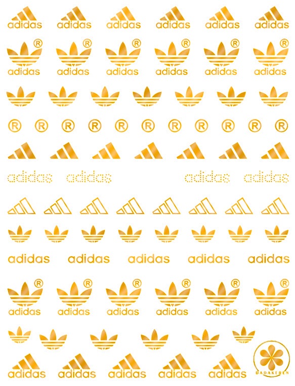 Gold Adidas Nail Sticker