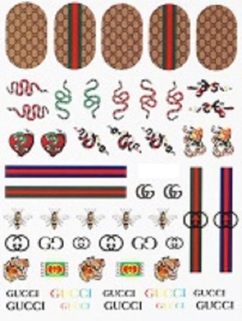 6 Sheets Holographic GUCCI Snake Nail Stickers
