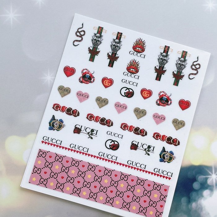 veelbelovend Seraph software 6 Sheets Valentine GUCCI Nail Stickers