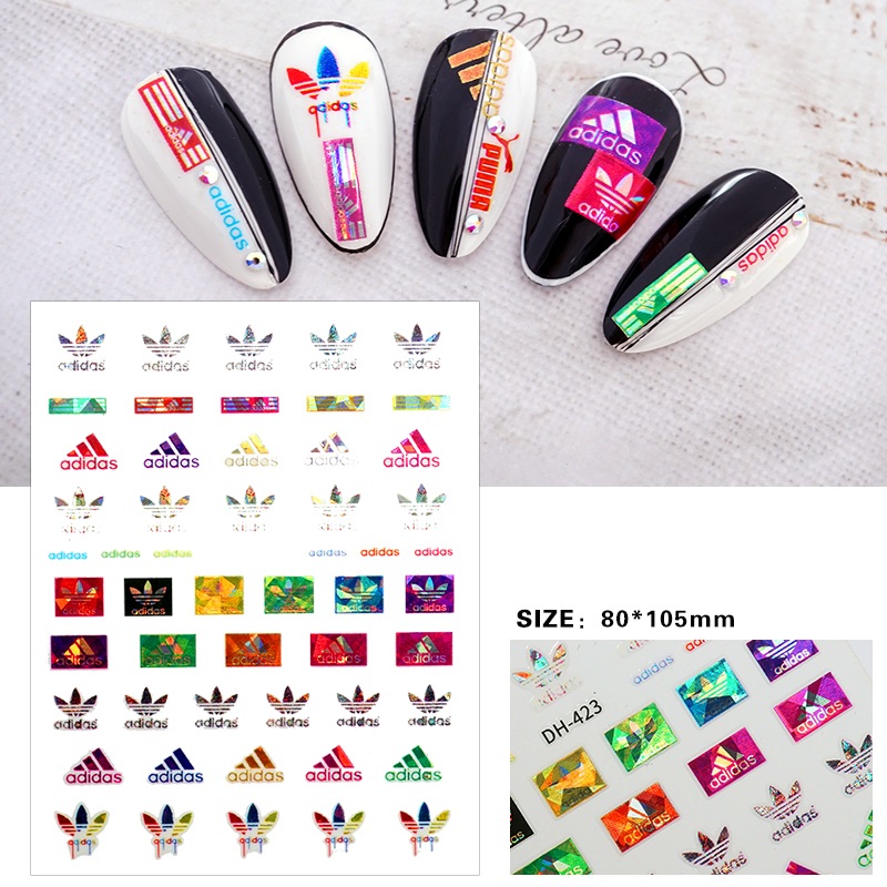 Holographic Adidas nail stickers 2