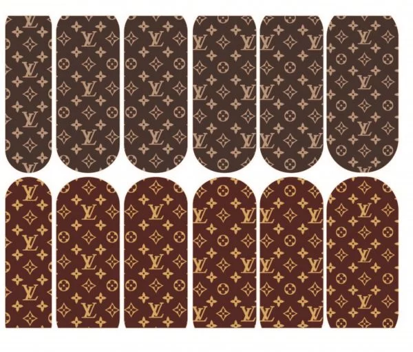 LV nail decal brown