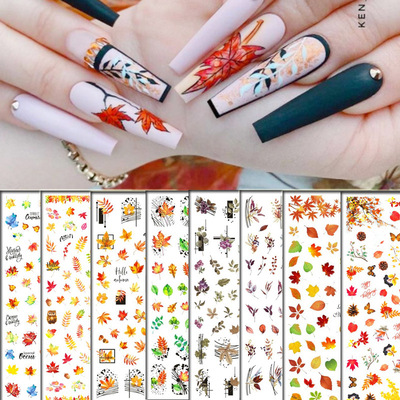 Amazon.com: 6 Sheets Fall Nail Art Stickers Maple Leaf Nail Decals Autumn Nail  Stickers for Nail Art Maple Leaves Pumpkin Ginkgo Leaf Design 3D  Self-Adhesive Nail Supplies Thanksgiving Nail Decorations for Women :
