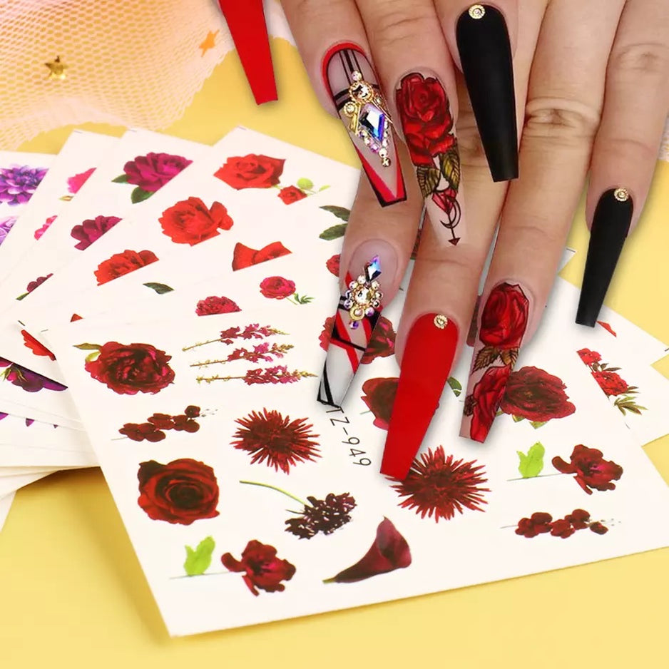 Full Size Nail Wraps Stickers Polish Toe Manicure Art Self Stick Decor 3D  Decals | eBay