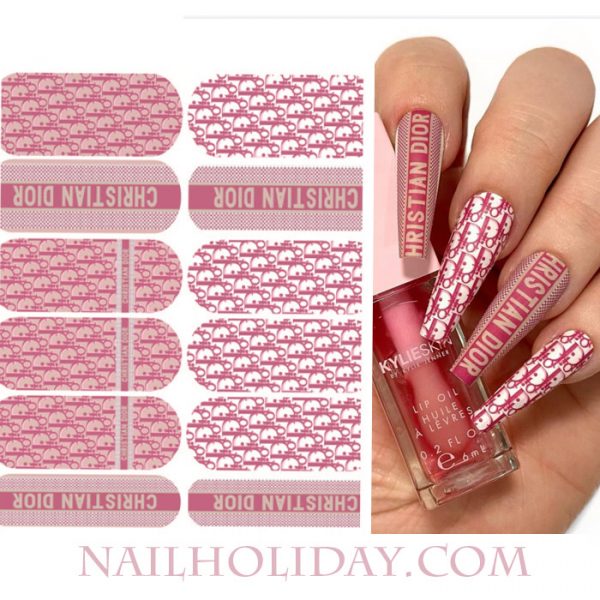 Dior nail pink decal
