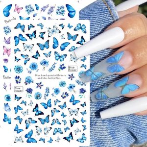 blue butterfly nails