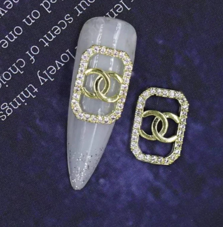 10PCS Crystal Chanel Nail Charms