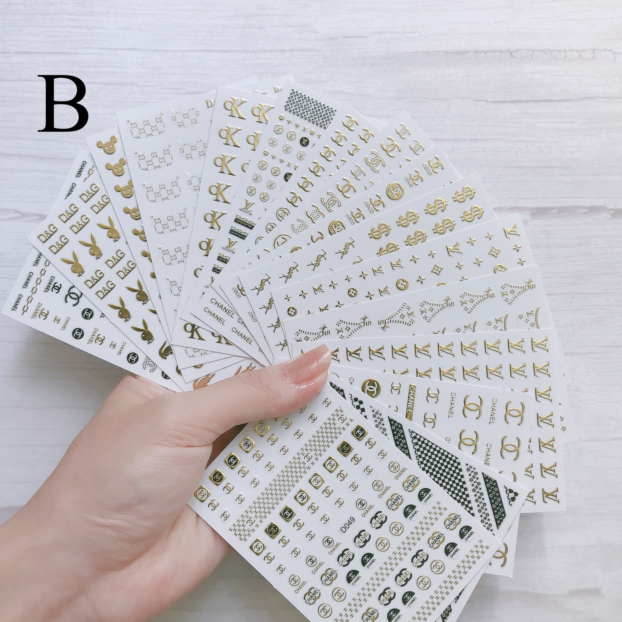 Impressed Authentic 5 Sheets Luxury UV sterilization 500+ Gold Customized  Nail Decals for Fake Nail Design and Salon Nails Accessories 