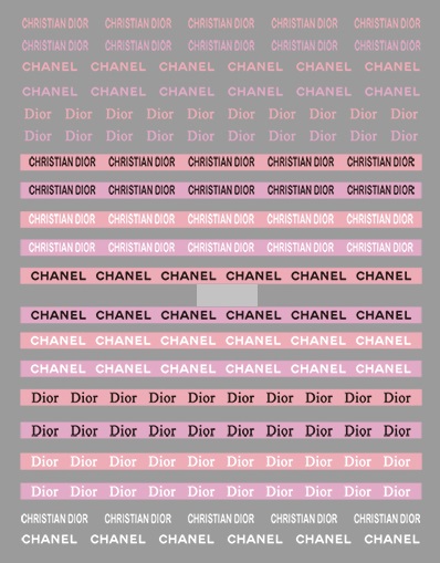 Planche de 9 stickers luxe Chanel Dior, LV, Supreme etc..