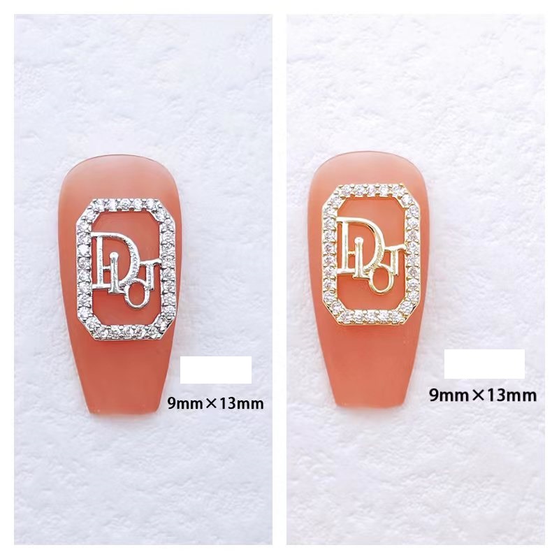 10PCS Square Dior Nail Charms