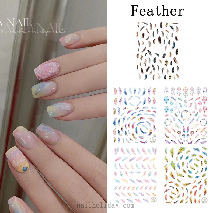 feather nail stickers