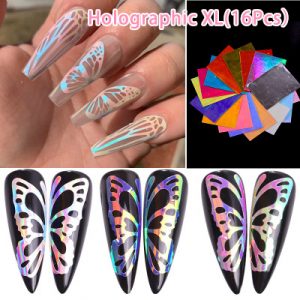 holographic butterfly nail stickers