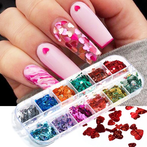 Blue Glitter Heart Nails – Snazzi Pink Shop