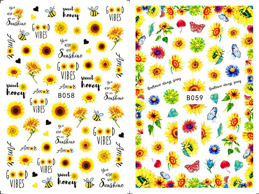sun flower nail stickers. 5