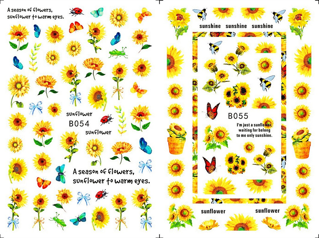 sun flower nail stickers. 6