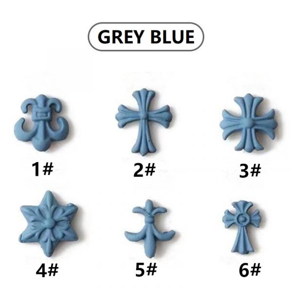 grey blue chrome hearts nail charm