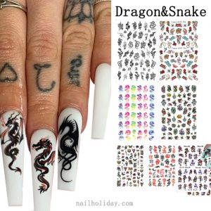 dragon and snake nail sticker