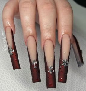 black chrome hearts nail