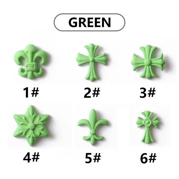 green chrome hearts nail charm-