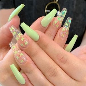 green butterfly nails