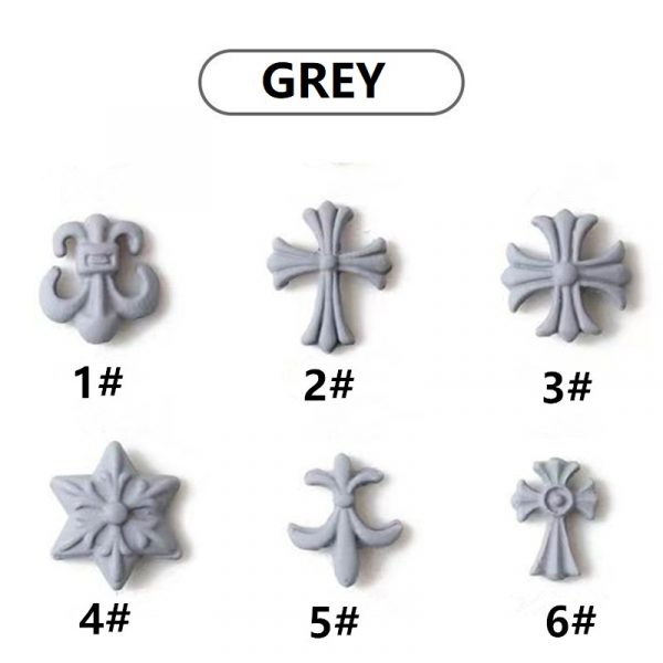 grey chrome hearts nail charm