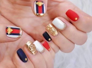 gucci nail art with charms