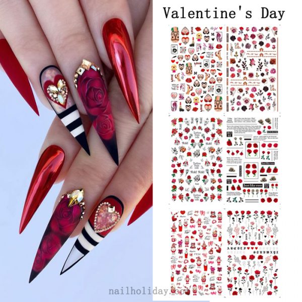 Valentine's Day Nail Art Stickers Valentine Nail Decal Nail Decoration |  BeautyBigBang